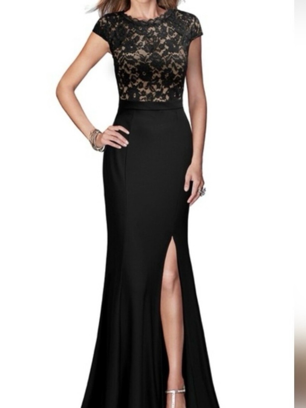 Black Lace Bodice Maxi Dress